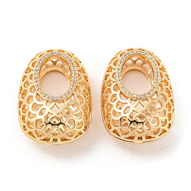 Golden Clear Oval Brass+Cubic Zirconia Pendants