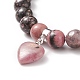 Bracelets en perles de rhodonite naturelles avec breloque(BJEW-K164-B07)-2