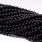 Natural Black Tourmaline Beads Strands, Grade AA, Round, 10mm, Hole: 1mm, about 38pcs/strand, 15.7 inch(G-P132-16-10mm)