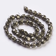 Natural Pyrite Beads Strands, Tumbled Stone, Nuggets, 6~12x6~8mm, Hole: 0.5mm, about 50pcs/strand, 15.7 inch(40cm)(G-F575-01D)
