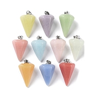 Synthetic Noctilucent Stone/Luminous Stone Pendants, Glow in the Dark Faceted Cone Charms with Stainless Steel Color Plated 201 Stainless Steel Snap on Bails, Mixed Color, 26x15.5mm, Hole: 7x4mm(G-Z054-04A)