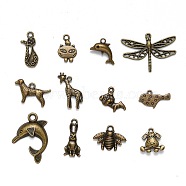 Tibetan Style Alloy Animal Pendants, Antique Bronze, 16~30x16~30x3~4mm, Hole: 1~2mm(TIBEP-X0003-02-AB)