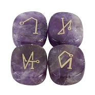 4Pcs Natural Amethyst Constellation Engraved Stone, Rectangle Display Decoration, Reiki Healing Stone Ornament, 25x20x6.5mm(PW-WG90239-05)