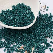 Baking Paint Glass Seed Beads, Cylinder, Teal, 2x1.5mm, Hole: 1mm, about 5599pcs/50g(X-SEED-S042-05B-67)