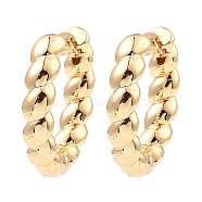 Brass Hoop Earrings, Twist Ring, Light Gold, 13.5x15x3mm(EJEW-I289-51B-KCG)