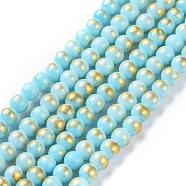 Natural Mashan Jade Beads Strands, Dyed, Round, Turquoise, 4mm, Hole: 1mm, about 90pcs/strand, 16 inch(G-P232-01-H-4mm)