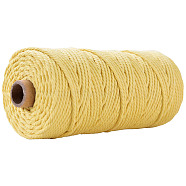 Cotton String Threads for Crafts Knitting Making, Light Khaki, 3mm, about 109.36 Yards(100m)/Roll(KNIT-PW0001-01-07)