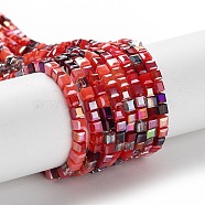 Gradient Color Electroplate Glass Bead Strands, Segmented Multi-color, AB Color Plated, Faceted, Cube, FireBrick, 2.5x2.5x2.5mm, Hole: 0.8mm, about 82pcs/strand, 18.11 inch(46cm)(X-GLAA-E042-05-B09)