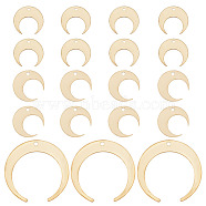 48Pcs 3 Styles Brass Pendant, for Jewelry Making, Double Horn/Crescent Moon, Raw(Unplated), 13~26x13~27x0.5~1mm, Hole: 1.2~1.4mm, 16pcs/style(KK-BC0011-18)
