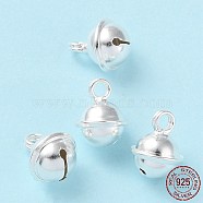 925 Sterling Silver Pendants, Bell Charms, Silver, 9.5x7.5mm, Hole: 1.6mm(STER-E067-01S)