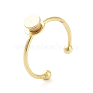 Brass Open Cuff Ring Components, Turntable Base Table Tray Plain Pad Ring Settings, Flat Round, for Rotating Ring Making, Real 14K Gold Plated, Inner Diameter: 17mm, Tray: 5mm(KK-Q799-01G-01)
