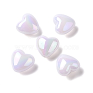 ABS Plastic Beads, AB Color Plated, Heart, White, 19x20x12mm, Hole: 2mm(KY-G025-16)