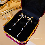 Imitation Pearl Tassel Dangle Earrings, Mixed Shape(DX8372-1)
