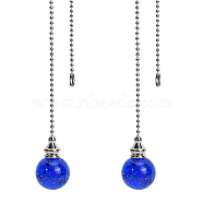 Round Natural Quartz Crystal Pendants, with Platinum Plated Iron Ball Chains, Medium Blue, 545mm(HJEW-WH0008-14P-01)