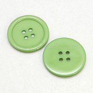Resin Buttons, Dyed, Flat Round, Light Green, 34x4mm, Hole: 3mm, 98pcs/bag(RESI-D030-34mm-08)