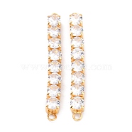 Brass Clear Round Cubic Zirconia Links Connectors, Long-Lasting Plated, Rectangle, Real 18K Gold Plated, 58x6x5mm, Hole: 2.5mm(ZIRC-G170-23A-G)