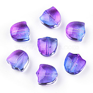 Two Tone Spray Painted Transparent Glass Beads, Tulip Flower, Dark Orchid, 9x9x5.5mm, Hole: 1mm(GLAA-T022-26-B02)