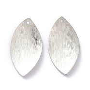 Brass Pendants, Long-Lasting Plated, Leaf, Real Platinum Plated, 23x11x1mm, Hole: 1.2mm(KK-K250-12P)
