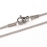 304 Stainless Steel Box Chain Necklaces, with Lobster Claw Clasps, Stainless Steel Color, 17.7 inch(45cm), 1.5mm(NJEW-M124-10P)