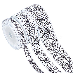 3 Rolls 3 Styles  Halloween Printed Polyester Grosgrain Ribbon, Spider Web Pattern, for Costume Decoration, White, 3/8 ~1 inch(9~26mm), 5 yards/roll, 1 roll/style(OCOR-GF0002-50B)