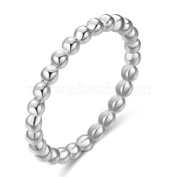 304 Stainless Steel Finger Rings, Round Beads, Stainless Steel Color, US Size 9(18.9mm)(FS-WGF8B0E-10)