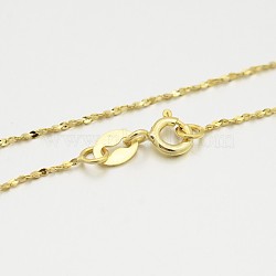 925 Sterling Silver Chain Necklaces, with Spring Ring Clasps, Thin Chain, Golden, 16 inches, 0.8mm(STER-M086-05A-G)