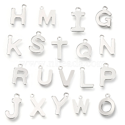 201 Stainless Steel Charms, Alphabet, Random Mixed Letters, 12~12.6x6~10.1x0.5~0.7mm, Hole: 1.2~1.4mm(STAS-C021-06P)