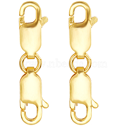 2Pcs 925 Sterling Silver Double Lobster Claw Clasps, Golden, 21.5mm, Inner Diameter: 2.8x1.8mm(STER-SC0001-21G)