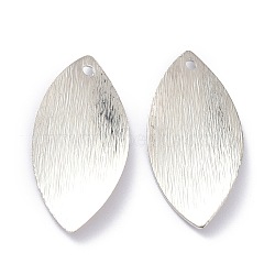 Brass Pendants, Long-Lasting Plated, Leaf, Real Platinum Plated, 23x11x1mm, Hole: 1.2mm(KK-K250-12P)