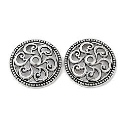 Tibetan Style Alloy Beads, Cadmium Free & Lead Free, Flat Round  with Flower, Antique Silver, 25x4mm, Hole: 2.2mm, about 414pcs/1000g(FIND-Q094-10AS)