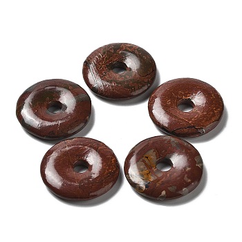 Natural Polychrome Jasper/Picasso Stone/Picasso Jasper Pendants, Donut/Pi Disc Charms, 30x6mm, Hole: 6mm