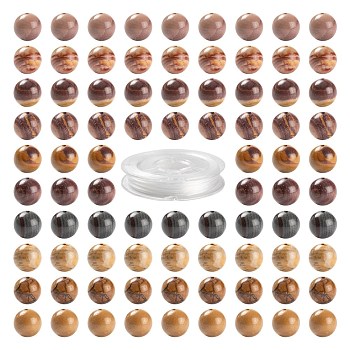 100Pcs 8mm Natural Mookaite Round Beads, with 10m Elastic Crystal Thread, for DIY Stretch Bracelets Making Kits, 8mm, Hole: 1mm
