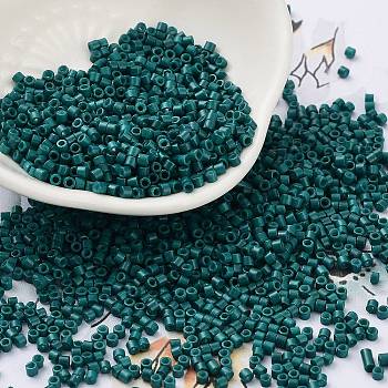 Baking Paint Glass Seed Beads, Cylinder, Teal, 2x1.5mm, Hole: 1mm, about 5599pcs/50g