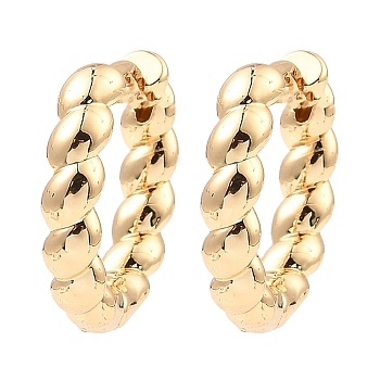Brass Hoop Earrings, Twist Ring, Light Gold, 13.5x15x3mm