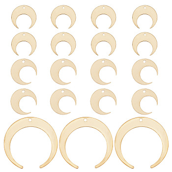 48Pcs 3 Styles Brass Pendant, for Jewelry Making, Double Horn/Crescent Moon, Raw(Unplated), 13~26x13~27x0.5~1mm, Hole: 1.2~1.4mm, 16pcs/style