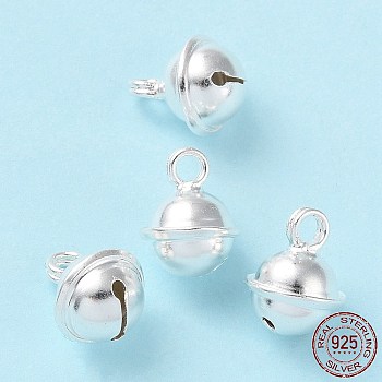 925 Sterling Silver Pendants, Bell Charms, Silver, 9.5x7.5mm, Hole: 1.6mm