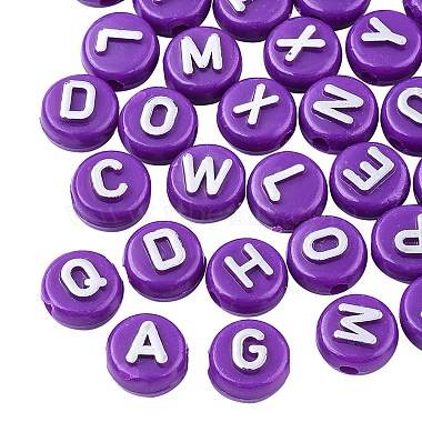 Dark Violet Letter A~Z Acrylic Beads