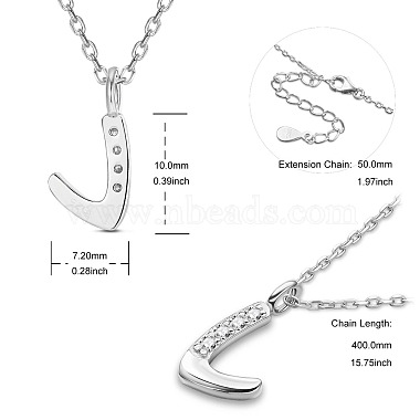 SHEGRACE Rhodium Plated 925 Sterling Silver Initial Pendant Necklaces(JN908A)-2