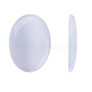 25mm White Oval Glass Cabochons
