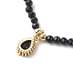 Cubic Zirconia Teardrop Pendant Necklace with Natural Black Agate Beaded Chains(NJEW-JN04121-04)-6