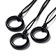 Natural Obsidian Ring Pendant Necklace with Waxed Cords(NJEW-R262-01A-10)-1