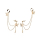 Brass Butterfly with Hanging Chain Dangle Stud Earrings(EJEW-TA00152)-1