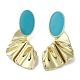 Rack Plating Real 18k Gold Plated Brass Oval Stud Earrings with Enamel(EJEW-M237-02G-01)-1