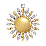 304 Stainless Steel Pendants, Ion Plating(IP), Sun Charms, Hand Polished, Real 18K Gold Plated & Stainless Steel Color, 35x31mm, Hole: 2mm(SA-OY002-46G)