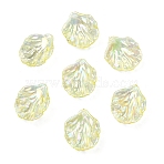 50Pcs Transparent Acrylic Pendants, AB Color Plated, Leaf, Champagne Yellow, 19.5x17x4.5mm, Hole: 1.4mm(MACR-YW0004-17C)