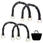 4 Sets 2 Styles Arch Plastic Imitation Bamboo Shank Bag Handles, with Alloy Shackle Clasp, Black, 100~113x133.5~157x13~17.5mm, Hole: 4~5mm, 2 sets/style(DIY-PH0022-34)