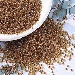 MIYUKI Round Rocailles Beads, Japanese Seed Beads, 11/0, (RR345) Salmon Lined Peridot Luster, 11/0, 2x1.3mm, Hole: 0.8mm, about 5500pcs/50g(SEED-X0054-RR0345)