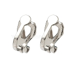 Brass Clip-on Earring Findings, Long-Lasting Plated, Rack Plating, Platinum, 12x6x10mm, Hole: 1.6mm(KK-G557-34P)