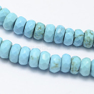 Natural Howlite Beads Strands, Faceted, Rondelle, Dyed & Heated, 4x2mm, Hole: 0.5mm, about 185pcs/strand, 15.5 inch(39.5cm)(TURQ-P027-07)