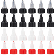 48Pcs 4 Style Plastic Twist Bottle Cap, Squeeze Bottle Replacement Caps, for Glue Dispensing Bottles, Crafts Repair and Art, Mixed Color, 39~40x23~23.5mm, 12pcs/style(FIND-BC0004-53)